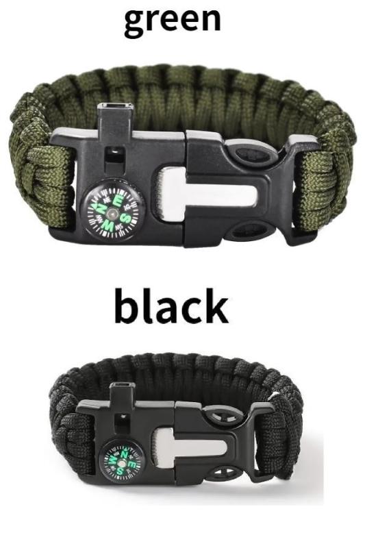 Survıval Pusulalı Hayatta Kalma Bilekliği Kamp Bileklik Düdük Çok Amaçlı Outdoor Aksesuar Kit