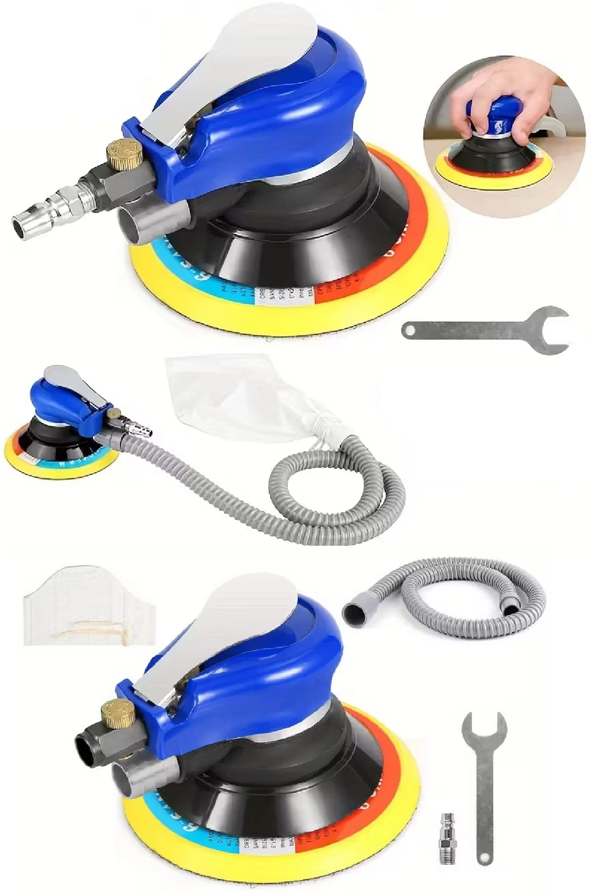 Toz Emişli Havalı Eksantrik Dairesel Zımpara 150 Mm AT-980V