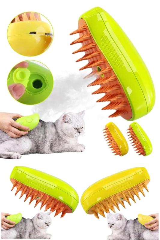 Tüy Toplayıcı Buharlı Kedi ve Köpek Tarama Fırçası Şarjlı Pet Bakım Tarak Fırça