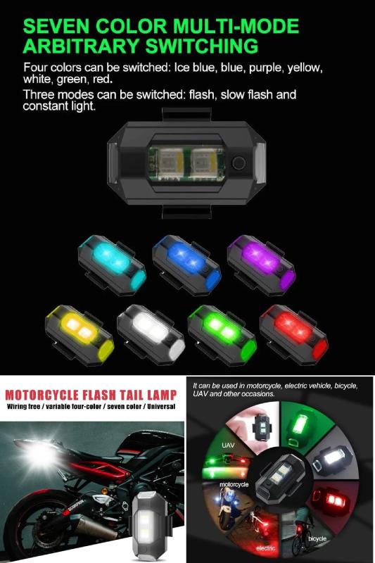 Usb Şarjlı 7 Mod Renk Değiştiren Bisiklet Motosiklet Drone Işığı Çakarlı Led Lamba