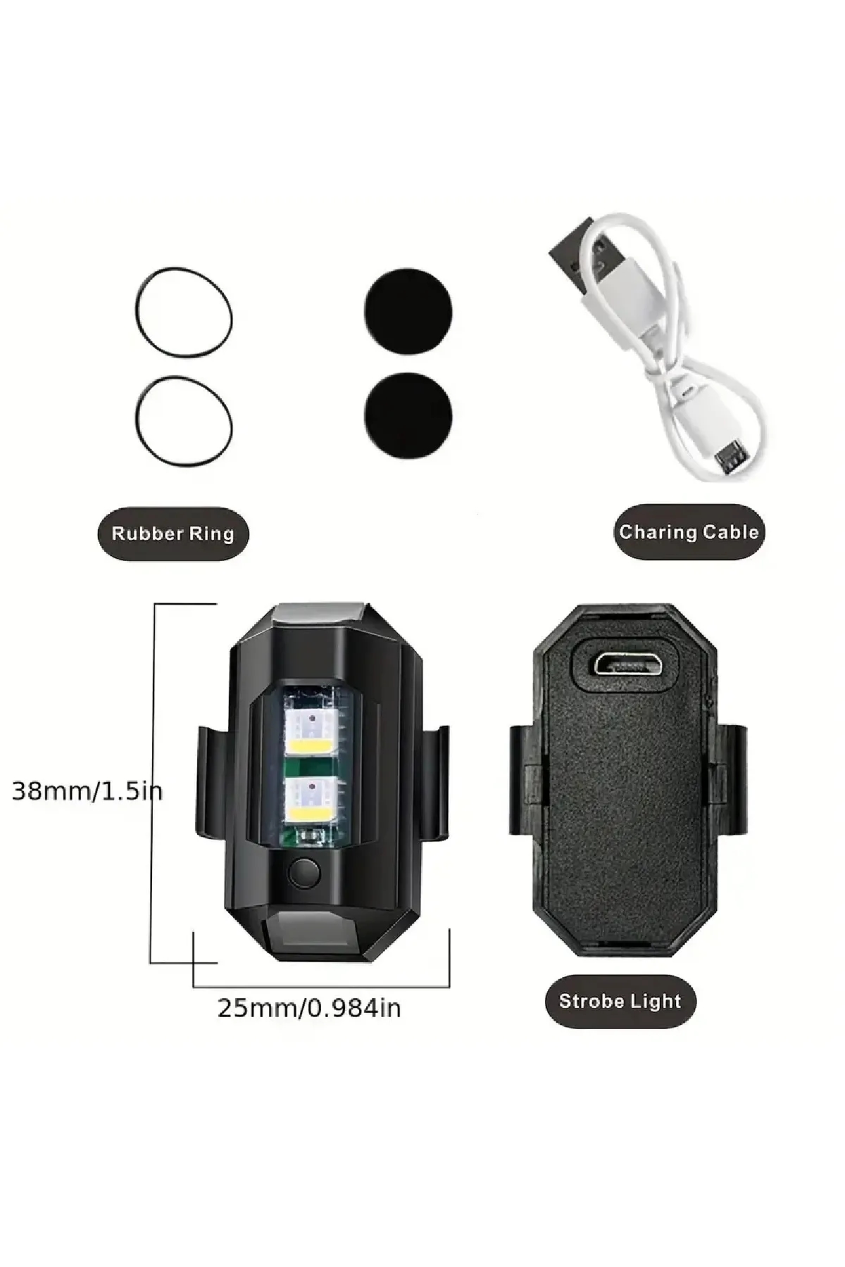 Usb Şarjlı 7 Mod Renk Değiştiren Bisiklet Motosiklet Drone Işığı Çakarlı Led Lamba