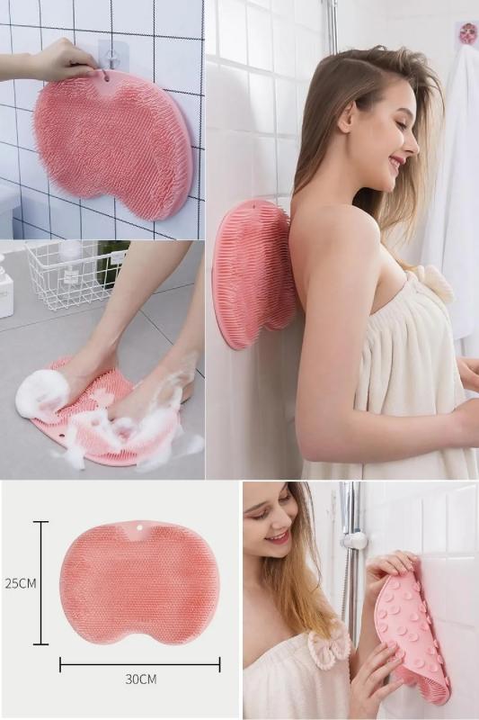 Vantuzlu Banyo Sırt Fırçası Ve Masaj Matı 30x25 Cm