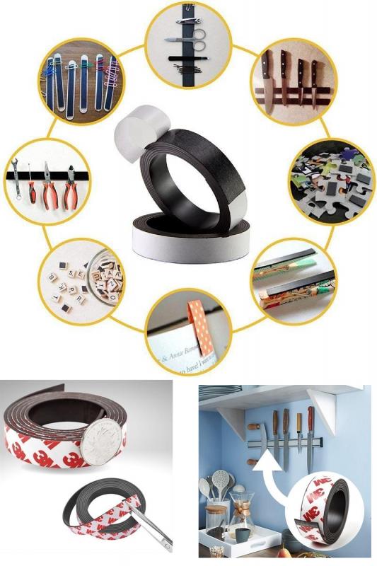 Yapışkanlı Mıknatıslı Şerit Magnet 1m x 2 cm