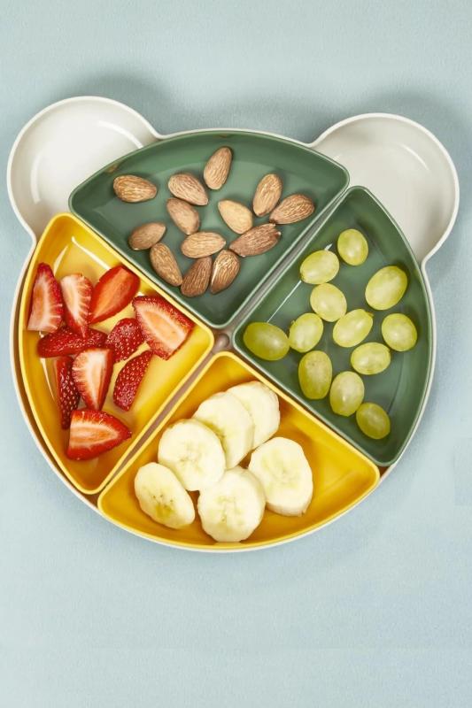 Yogi Tasarımlı 4 Bölmeli Mama Tabağı Tepsili Set