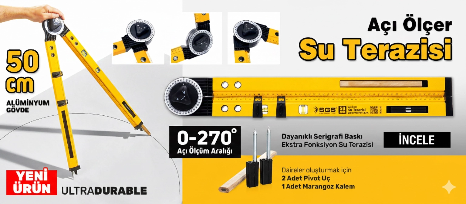 sgs 1708, açı ölçer, su terazisi, alüminyum su terazisi, açı ölçer terazi, 50 cm su terazisi, profesyonel açı ölçer, sgs el aletleri, biterse yapı market